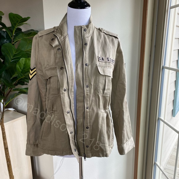 Rails Trey Jacket Light Sage Arrow Patch Military Style Coat Full Zip Closure XS - Picture 2 of 12